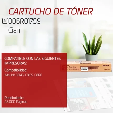 CARTUCHO DE TONER XEROX 006R01759 CIAN Altalink C8170 28,000 Paginas