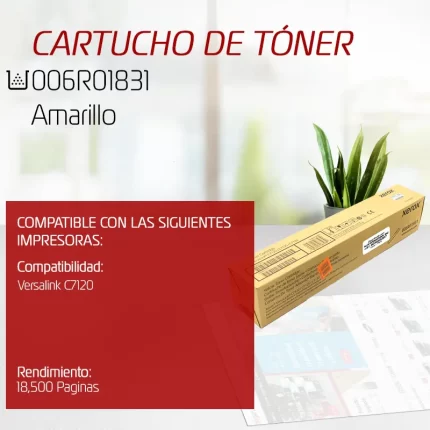 CARTUCHO DE Toner Xerox 006R01831 Yellow Versalink C7120 18,500 Paginas