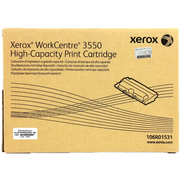 CARTUCHO DE TONER XEROX 106R01531 NEGRO WORKCENTRE 3550 11,000 PAGINAS