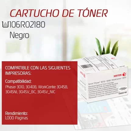 CARTUCHO DE TONER XEROX WORKCENTRE 106R02180 1,000 PAGINAS