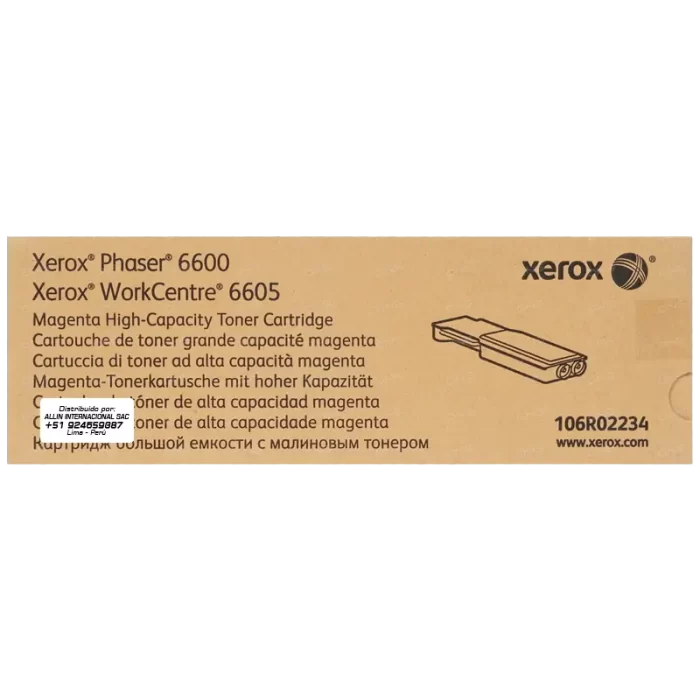 CARTUCHO DE TONER XEROX 106R02234 MAGENTA PHASER 6600/WC 6605 6.000 PAGINAS