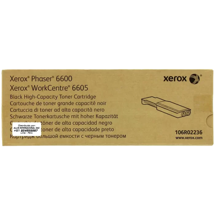 CARTUCHO DE TONER XEROX 106R02236 NEGRO PHASER 6600/WC 6605 8.000 PAGINAS