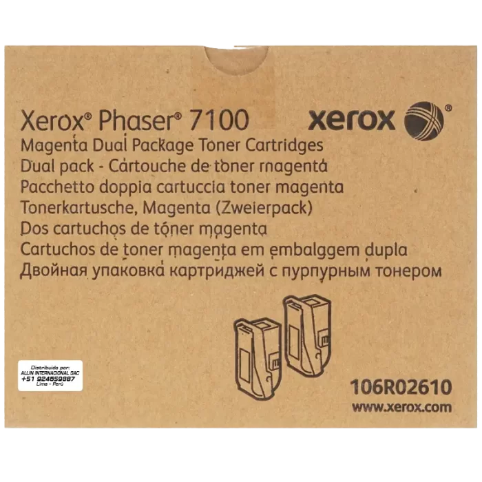 CARTUCHO DE TONER XEROX 106R02610 MAGENTA DUAL PACK PARA PHASER 7100