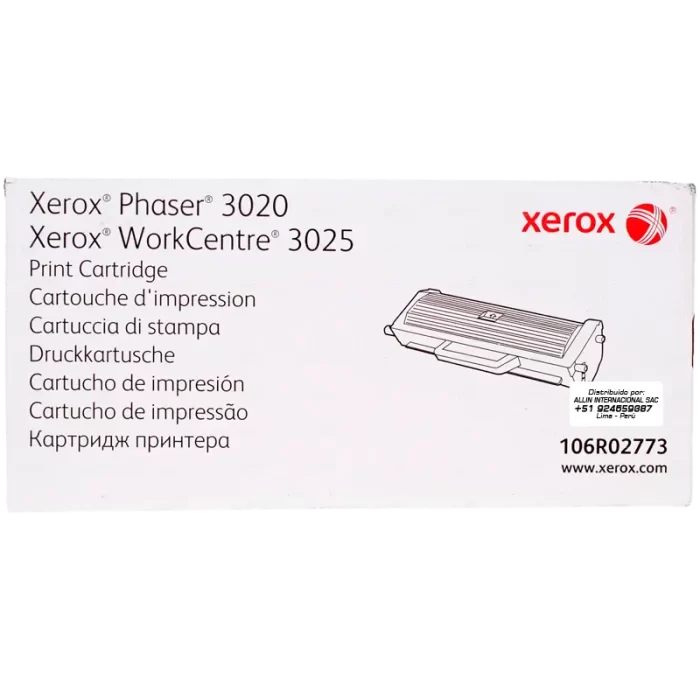 Cartucho de TONER XEROX 106R02773 NEGRO 1.500 PAGINAS