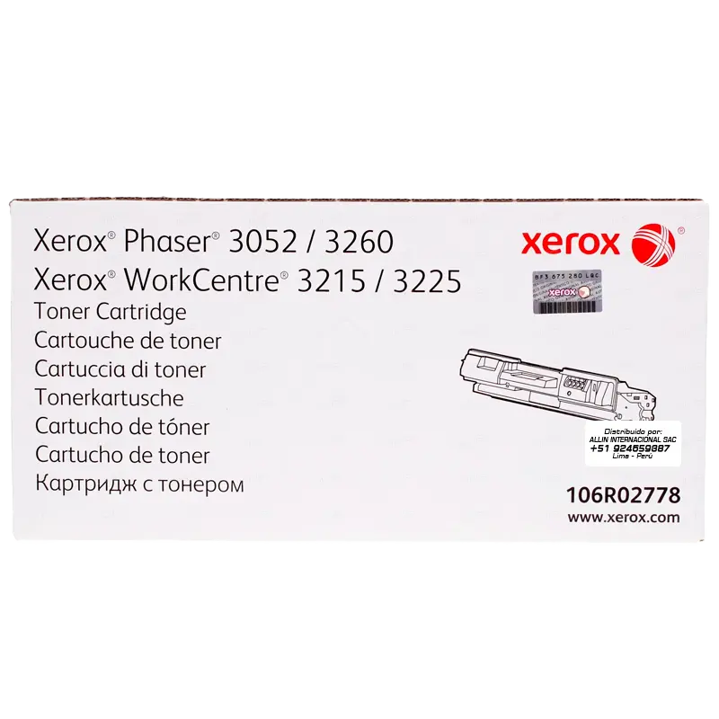 Cartucho de TONER XEROX 106R02778 NEGRO 3,000 páginas