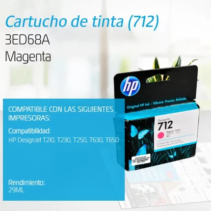 TINTA HP 3ED68A 712 MAGENTA DESIGNJET 29ML