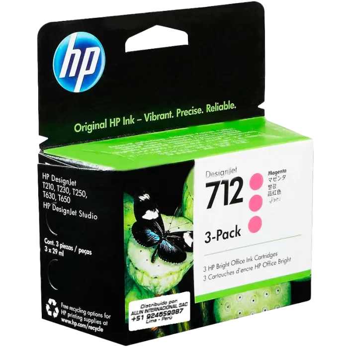 TINTA HP 3ED78A 712 DESIGNJET 3 PACK 29ml MAGENTA