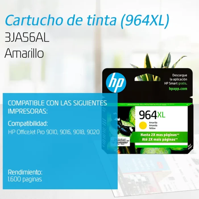 TINTA HP 964XL 3JA56AL 1.600 PAGINAS YELLOW