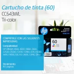 TINTA HP 60 TRICOLOR CC643WL 165 PAGINAS