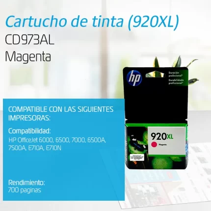 TINTA HP CD973AL 920XL MAGENTA 700 PAGINAS