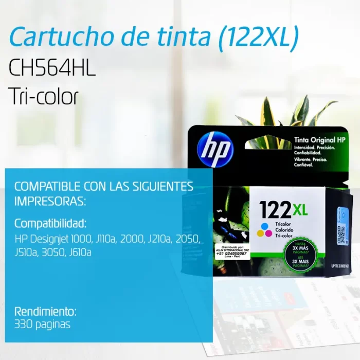 TINTA HP CH564HL 122XL TRICOLOR 330 PAGINAS