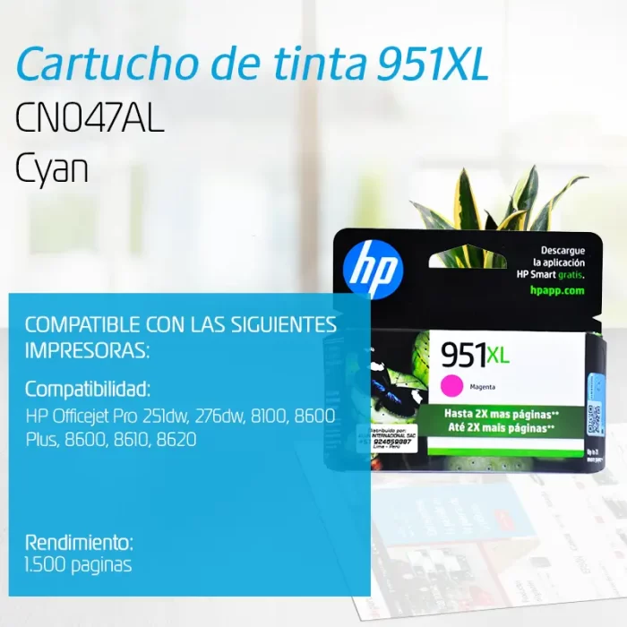 TINTA HP CN047AL 951XL MAGENTA 1.500 PAGINAS