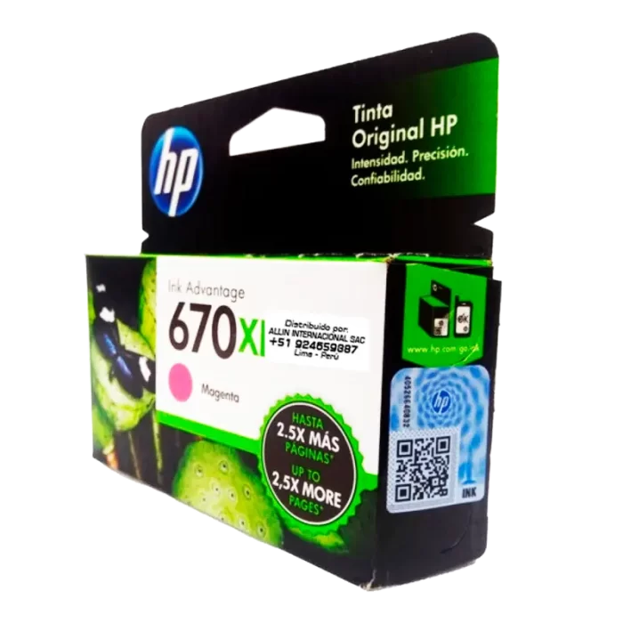 TINTA HP CZ119AL 670XL MAGENTA 750 PAGINAS