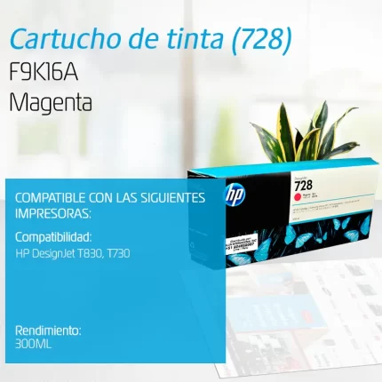 TINTA HP F9K16A 728 MAGENTA T730/T830 300ML