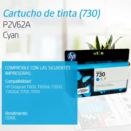TINTA HP P2V62A (730) DESIGNJET CYAN 130ML
