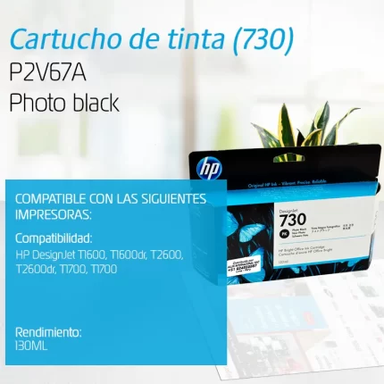 TINTA HP P2V67A (730) DESIGNJET 130ML PHOTO BLACK