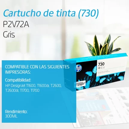 TINTA HP P2V72A (730) DESIGNJET 300ML GREY
