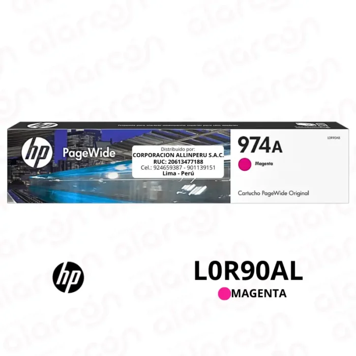 Tinta HP 974A Magenta L0R90AL PageWide Pro 477DW 3,000 Páginas