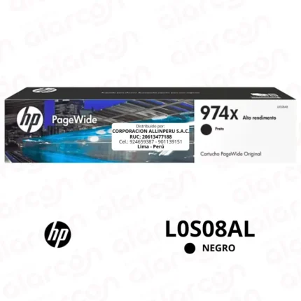 Tinta HP 974X Negro L0S08AL | Original 10,000 páginas