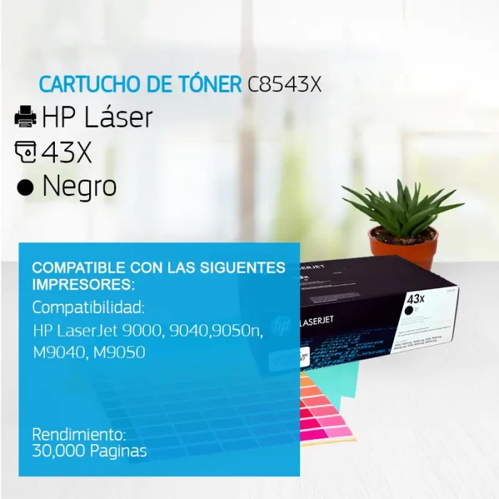 Cartucho de Tóner HP 43X Negro C8543X 30,000 Paginas
