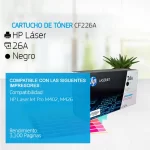 Cartucho de Tóner HP 26A Negro CF226A 3,100 Paginas