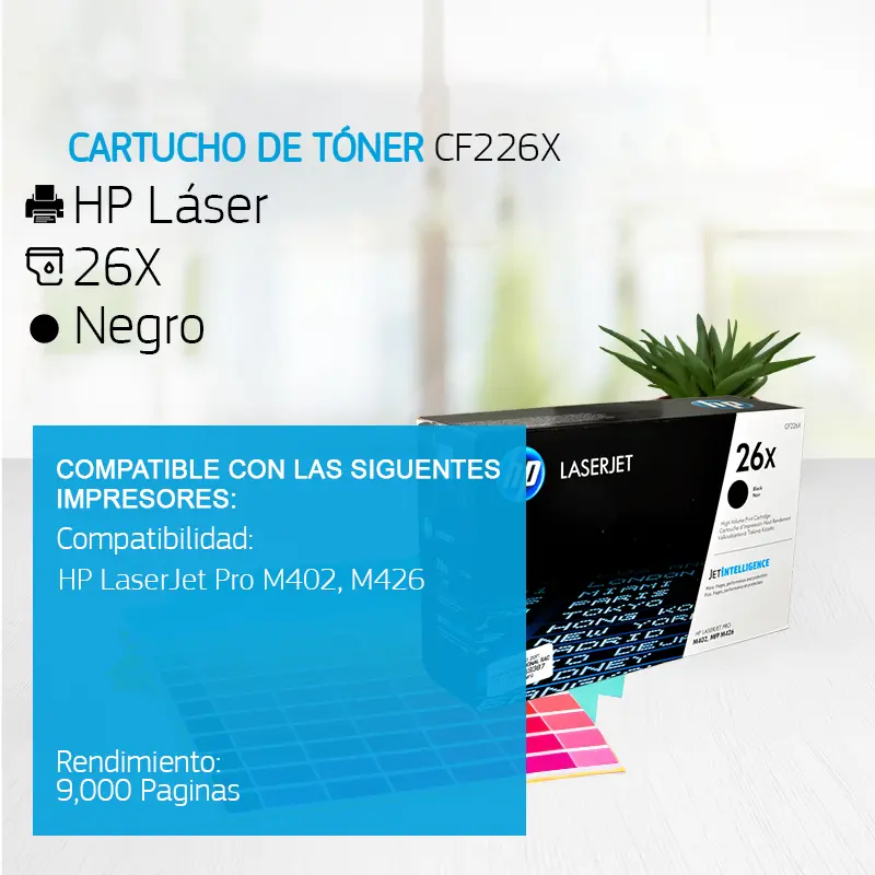 Cartucho de Tóner HP 26X Negro CF226X 9,000 Paginas