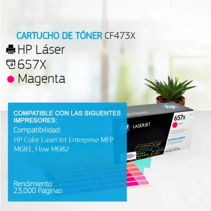 Cartucho de Tóner HP 657X Magenta CF473X 23,000 Paginas