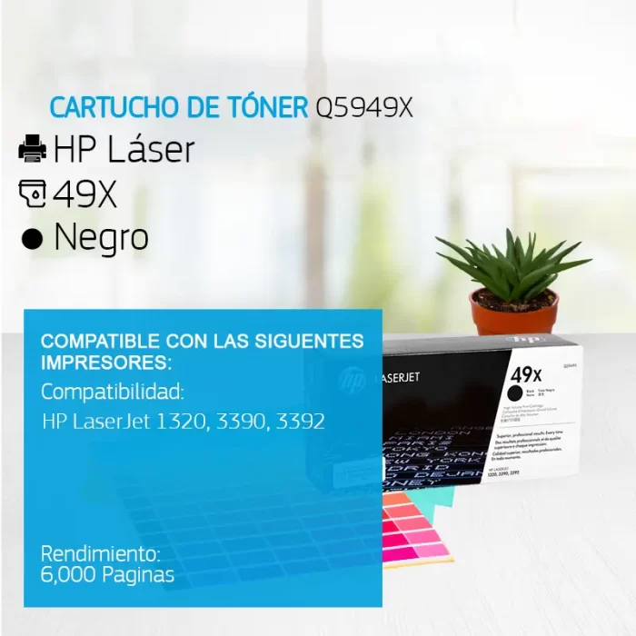 Cartucho de Tóner HP 49X Negro Q5949X 6,000 Paginas