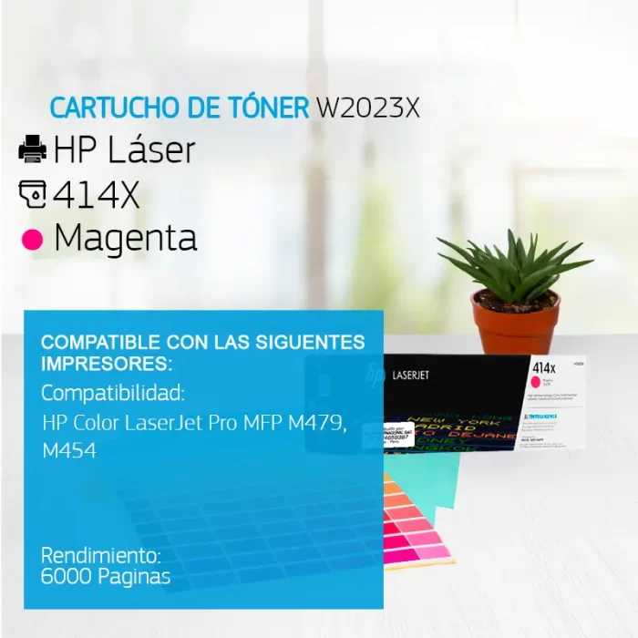 Cartucho de Tóner HP 414X Magenta W2023X 6,000 Paginas