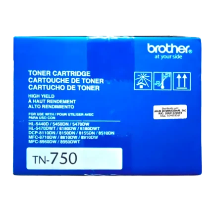 Cartucho de Tóner Brother TN-750 Negro, 8.000 Páginas