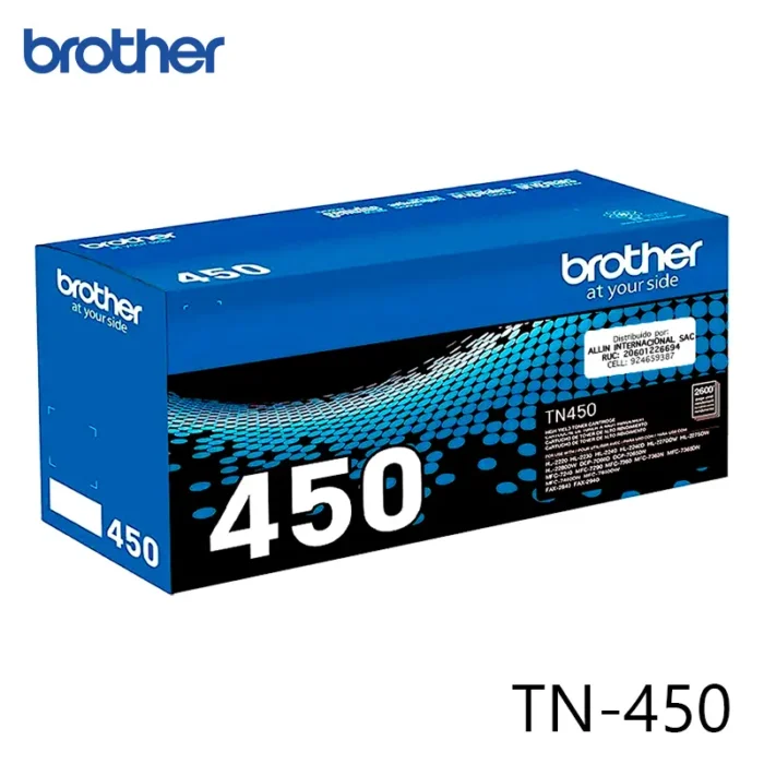 Cartucho de Tóner Brother TN-450 Negro , 2.600 Páginas