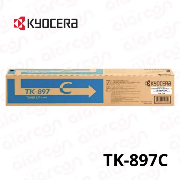 Cartucho de Toner Kyocera TK-897C Cian para FS-C8020MFP 6.000 Páginas