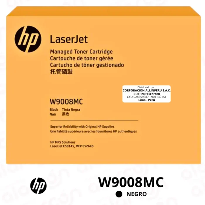 Toner Original HP W9008MC Negro | Alta duración 23,000 páginas