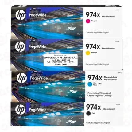 Kit HP 974X Original (4 Tintas) | PageWide Pro 477DW, 552DW