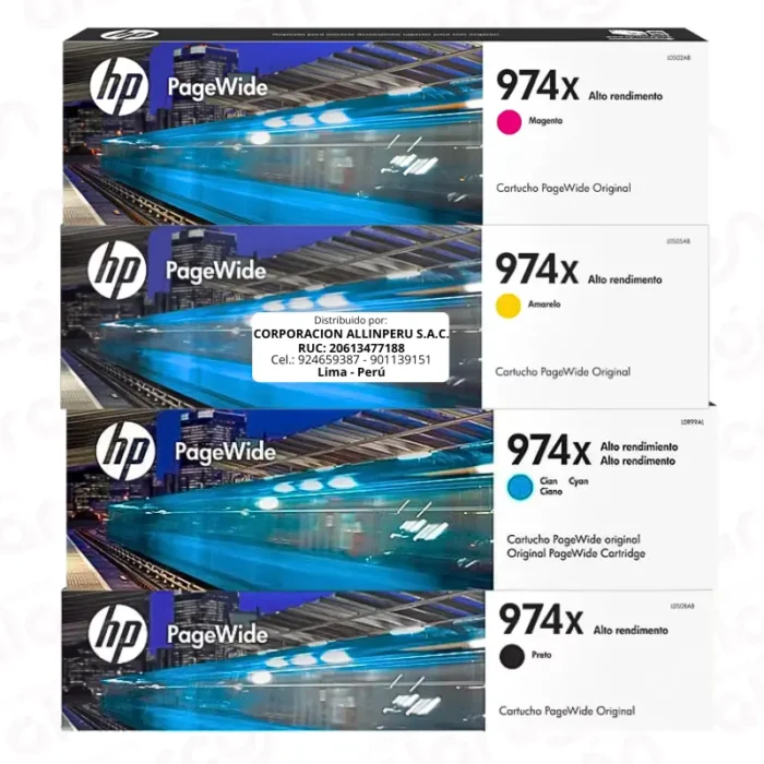 Kit HP 974X Original (4 Tintas) | PageWide Pro 477DW, 552DW
