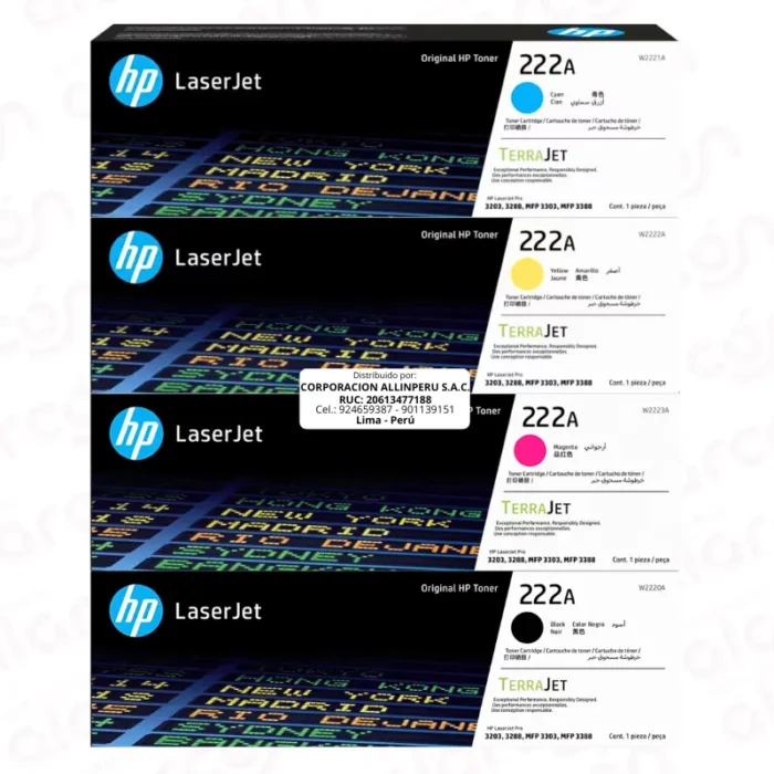 Kit Toner HP 222A Original (4 Cartuchos) - LaserJet 3201/3288