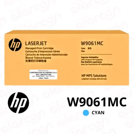 Toner HP W9061MC Cyan Cartucho Original | 12,500 Páginas