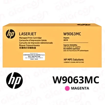 Toner HP W9063MC Magenta | 12,500 Páginas | LaserJet E57540