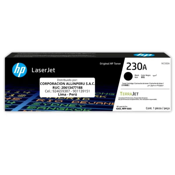 Toner HP 230A W2300A Negro Laserjet Pro 4203