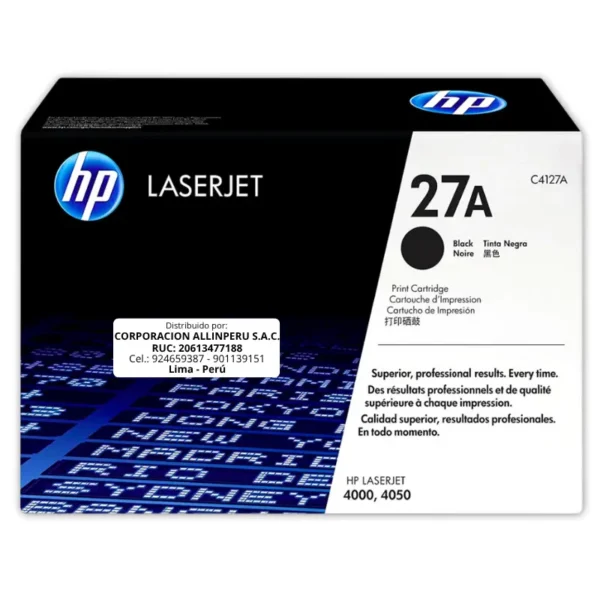 Toner HP C4127A 27A LaserJet 4050 Negro 6.000 Páginas