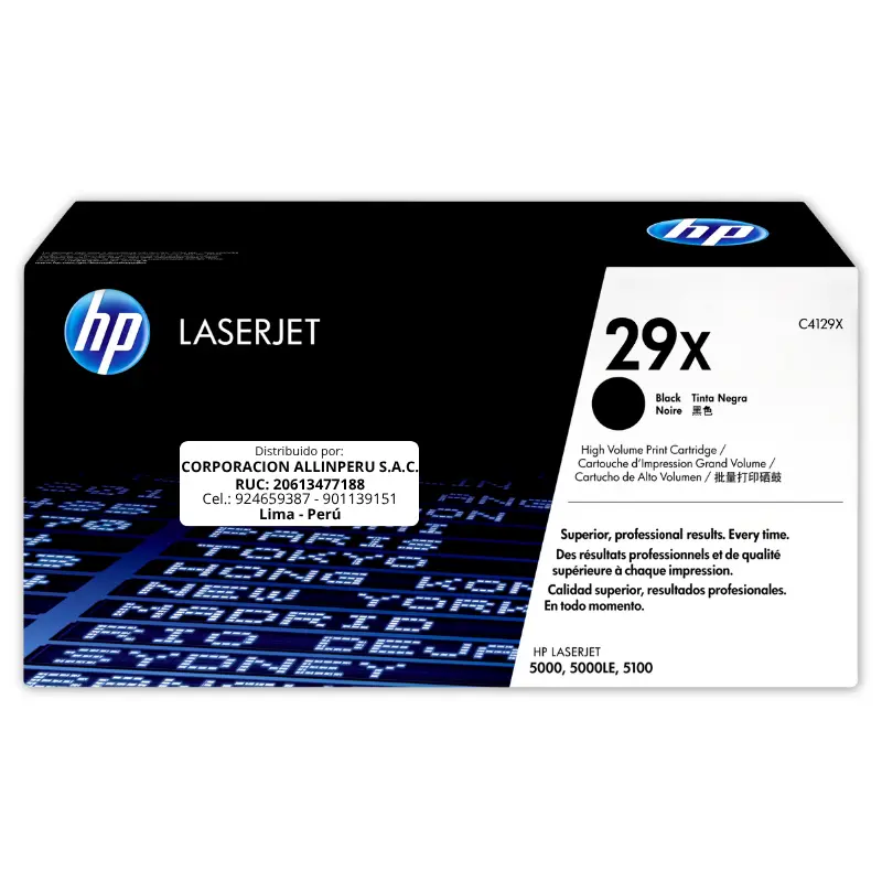 Toner HP C4129X 29X LaserJet. 5000 Negro 10.000 Páginas