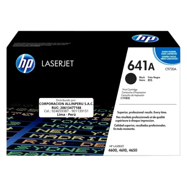 Toner HP C9720A 641A LaserJet. 4600 Negro 9.000 Páginas