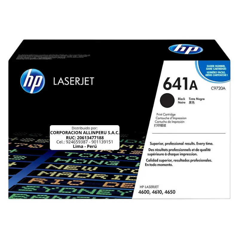Toner HP C9720A 641A LaserJet. 4600 Negro 9.000 Páginas