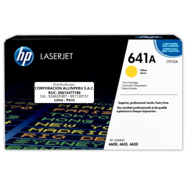 Toner HP C9722A (641A) LaserJet. 4600 Amarillo