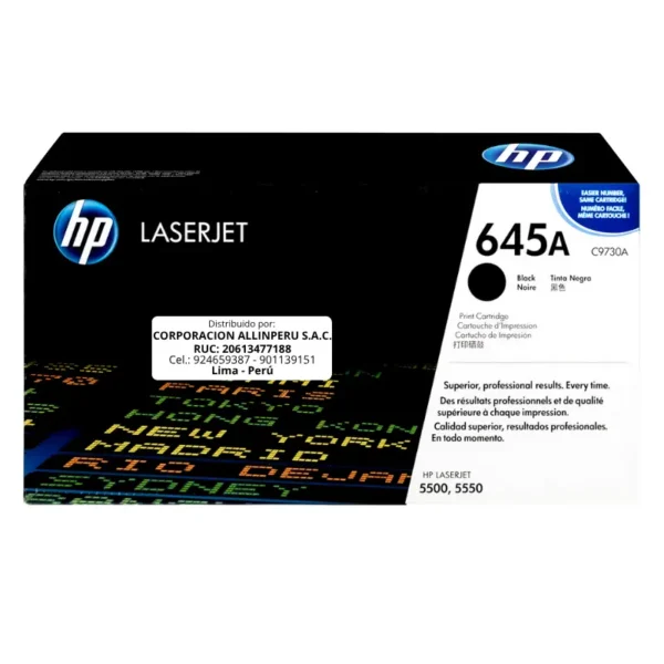 Toner HP C9730A 645A LaserJet 5500 Negro 13.000 Páginas