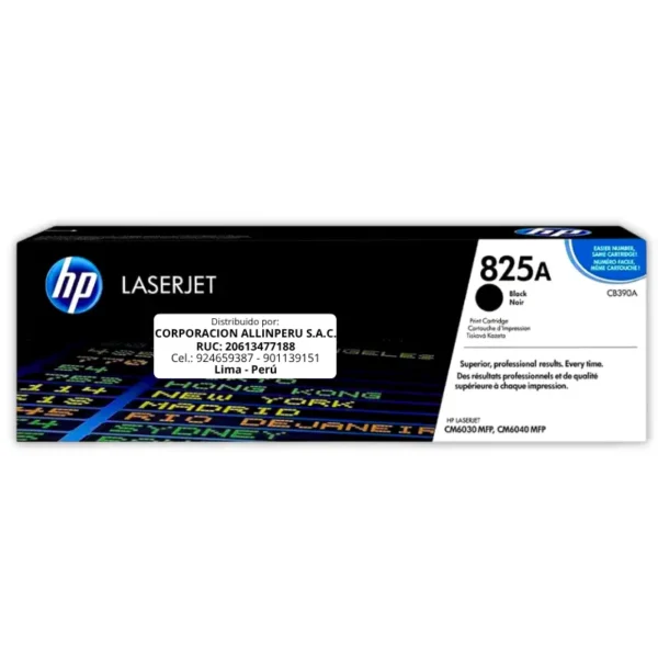 Toner HP CB390A 825A LaserJet CM6030 Negro 19.500 Páginas