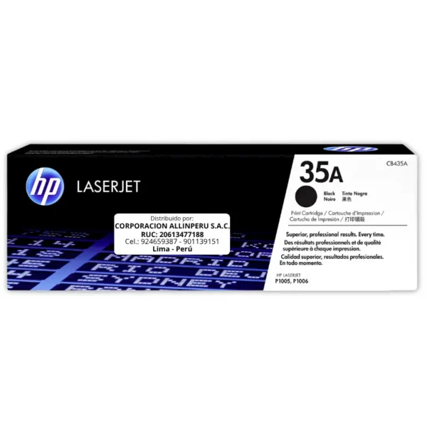 Toner HP CB435A 35A LaserJet. P1005 Negro 1.500 Páginas