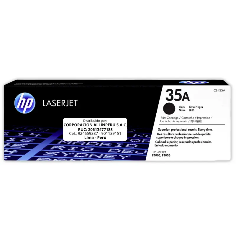 Toner HP CB435A 35A LaserJet. P1005 Negro 1.500 Páginas