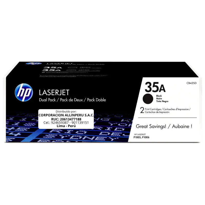 Toner HP CB435AD 35AD LaserJet. P1005 Negro 3.000 Páginas