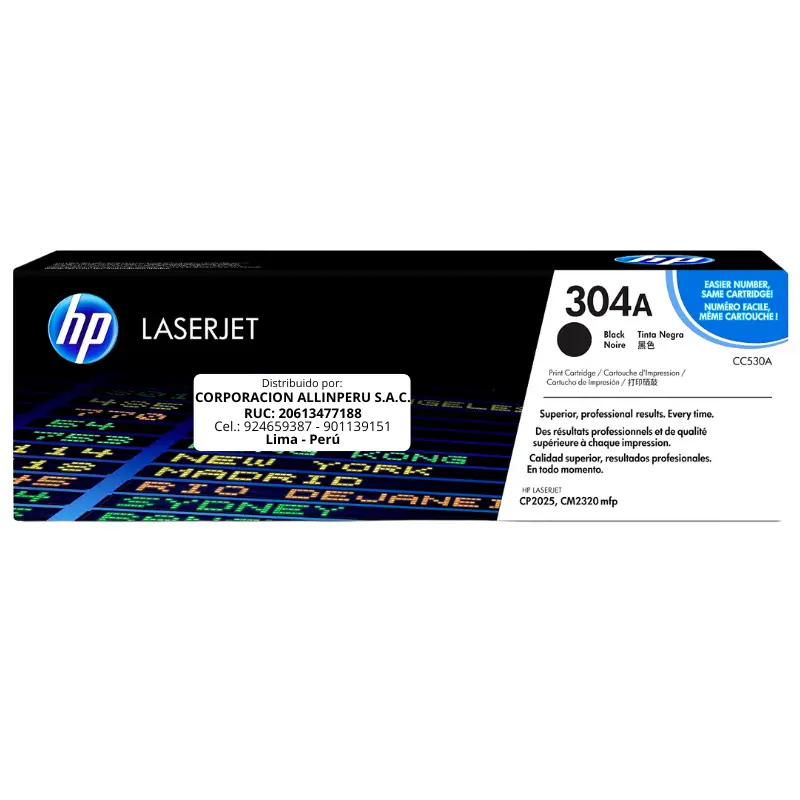 Toner HP CC530A 304A LaserJet. CP2025 Negro 3.500 Páginas
